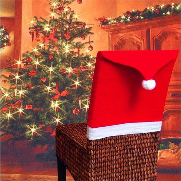 Christmas Decorations Santa Claus Clause Hat Chair Covers Dinner Chair Cap for Party Festival free shipping