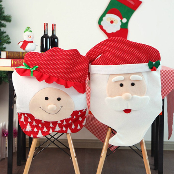 Christmas Santa Claus Chair Covers Grandpa Grandma Seat Covers Valentine's Day Christmas Decorations Home Hotel Velvet Non-woven Fabric