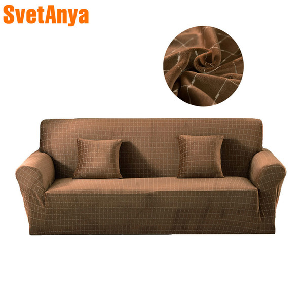 2018 Coffee Solid Stretch Elastic Chair Loveseat Multi-functional Sectional Sofa Cover Slipcover Polyester Spandex Blend