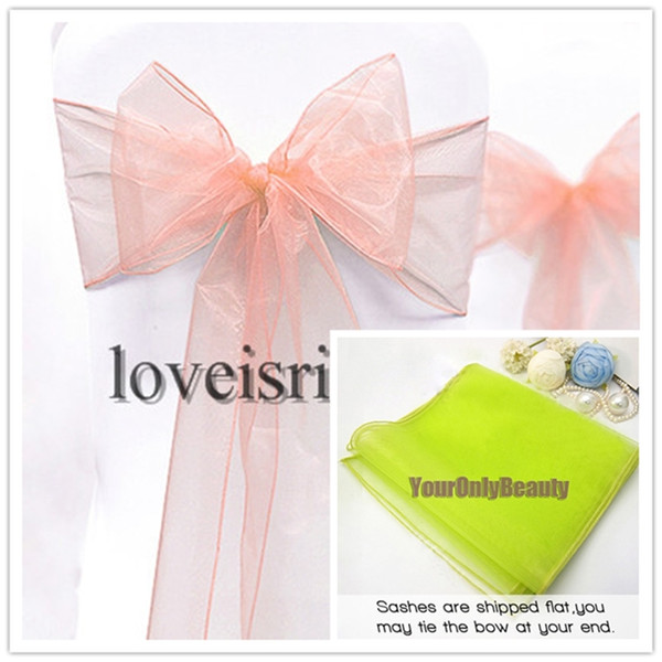 25pcs peach color 20cm x 275cm Sheer Organza Sashes Wedding Party Banquet Chair Organza Sash Bow--High Quality