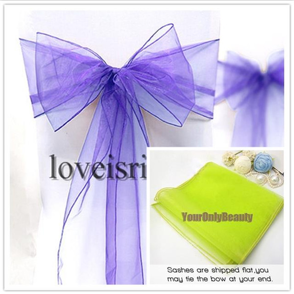 20 colors--25pcs 20cm x 275cm Wedding Favor Sheer Organza Chair Covers Sashes Ribbons Bow Party Banquet Event