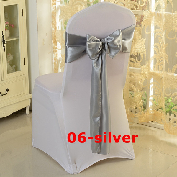 Free Shipping Silver Satin Chair Sash Used For Wedding Spandex Chair Cover