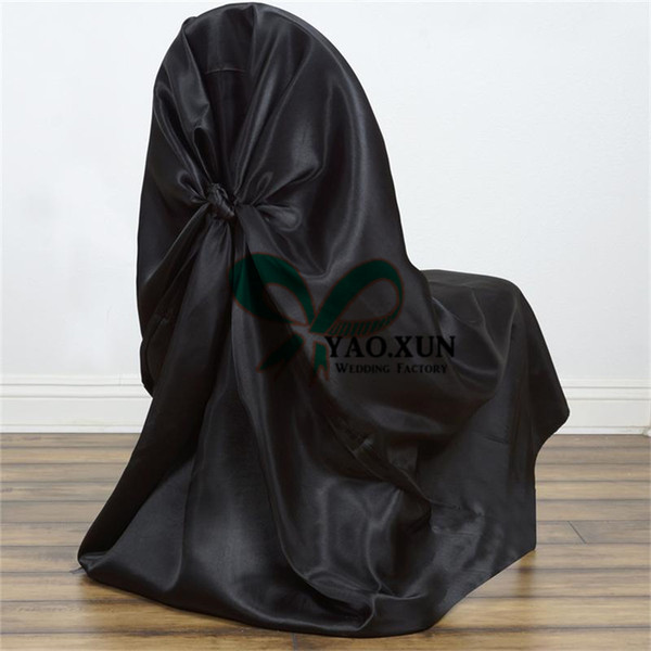 Satin Universal Chair Cover \ Wedding Self-Tie Chair Cover Free Shipping