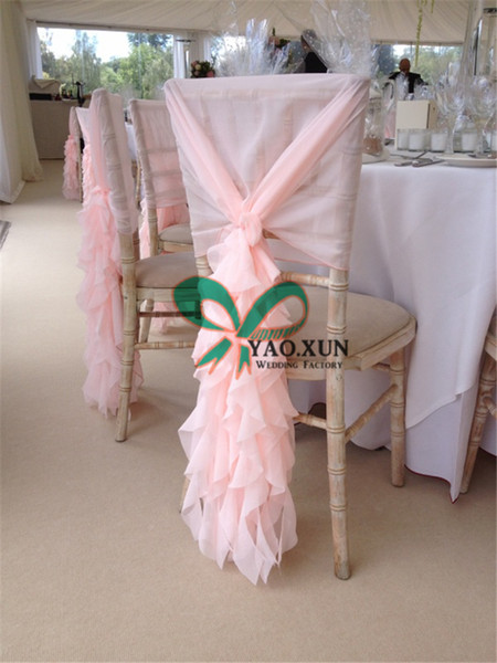 Pink Color Chiffon Chiavari Chair Cover \ Chair Cap Jacket For Wedding Decoration