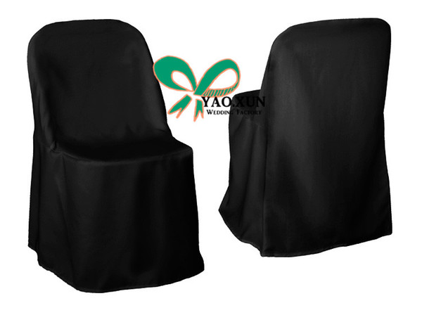 Black Color Cheap Price Chair Cover \ Poly Folding Chair Cover For Wedding And Party