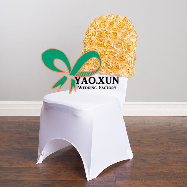 Hot SALE Satin Rosette Chair Cap Hood Used For Banquet Spandex Chair Cover Free Shipping