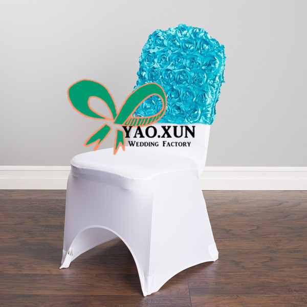 Good Looking Satin Rosette Chair Cap Hood Used For Banquet Spandex Chair Cover Free Shipping