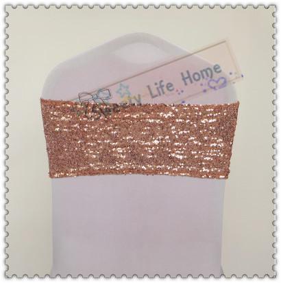 20cm*35cm Free shipping Spandex with Sequin Chair Bands wedding Blush color chair sashes banquet Party Decorations