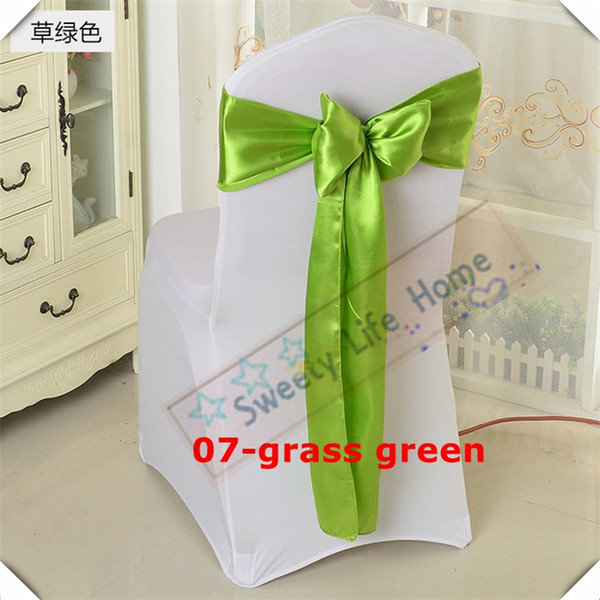 Grass Green color Free shipping/Hotel Satin chair bands Banquet chair sashes/ wedding party decorations many color can choose