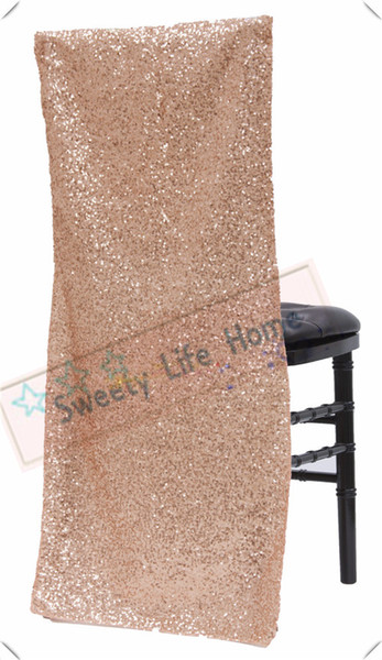 New Products Sequin chiavari chair covers/Glitz Banquet chair cover for party Events Rose gold Slub chair cap decorations