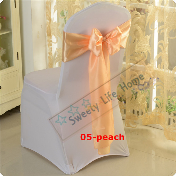 Nice Looking Free shipping/Hotel Satin chair bands Peach chair sashes/ wedding party decorations many color can choose