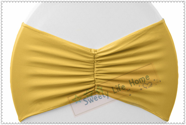 Nice Looking Free shipping/Hotel Ruffled spandex chair bands Gold Lycra chair sashes/ wedding party decorations many color can choose