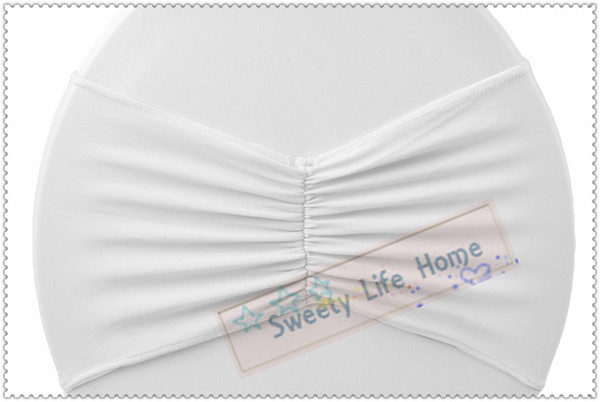 Factory price Free shipping/Hotel Ruffled spandex chair bands White color Strech chair sashes/ wedding party decorations