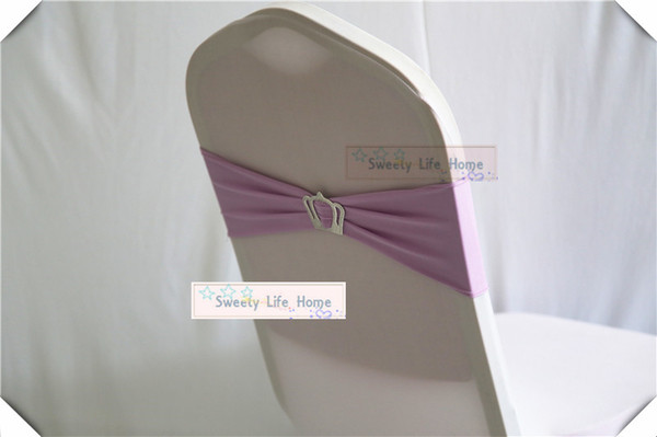 50pcs Banquet chair sahes with silver Crown Buckle/Lavender Stretch chair band Spandex chair bows/many color can choose