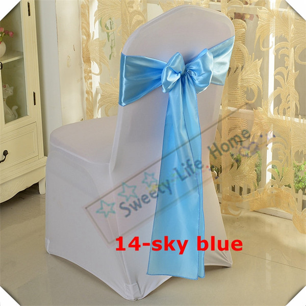 15cm*275cm bows Free shipping/Sky blue color Satin chair bands Banquet chair sashes for chair cover/Christmas decorations Colorful