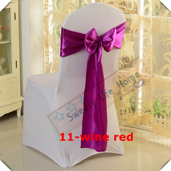 Wholesales price Free shipping/Party Satin chair bands Wine Red Banquet chair sashes/ wedding decorations many color can choose