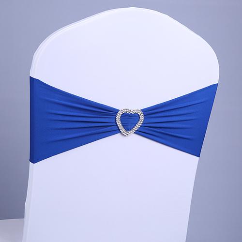 Royal blue Party decorations Hot Sale Chair Bands banquet Spandex Chair Sash Stretch Lycra chair bows have Heart buckle