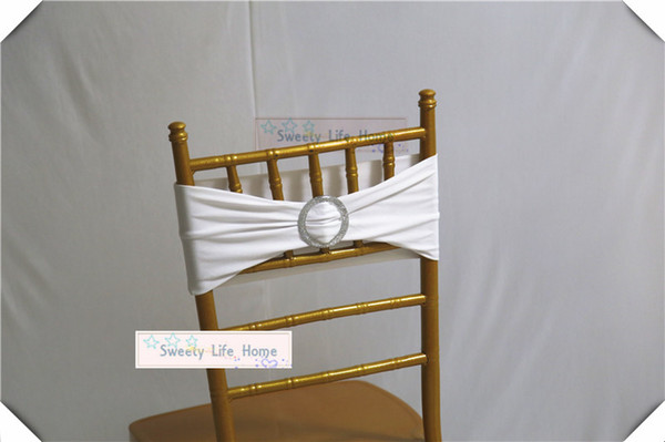 Free shipping 20cm*35cm/ White Chiavari Chair Sashes wedding Spandex chair band with Nice round plastic buckle/ring for Banquet /party