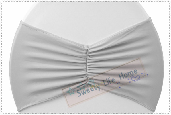 Nice Looking Free shipping/ spandex chair bows Ruffled chair band Silver Lycra chair sashes/ wedding party decorations many color can choose