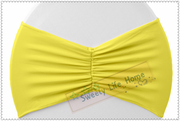 Free shipping/ spandex chair bows Pleats chair band /Bright Yellow Stretch chair sashes/ wedding party decorations/can customized