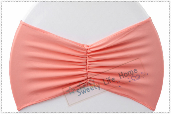 Free shipping/Party and Wedding decorations Coral spandex Pleats chair band /Stretch chair sashes/ Spandex chair bows/can customized