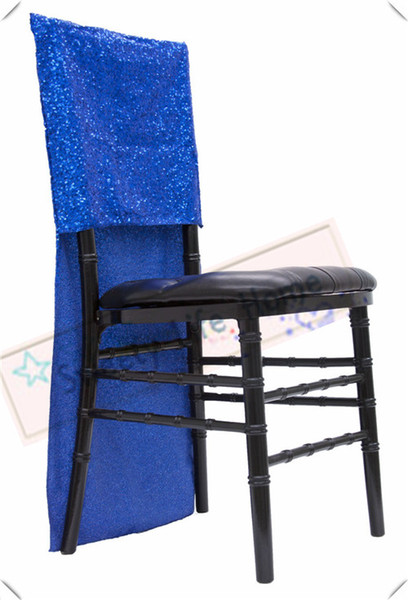 Free shipping Nice Sequin chiavari chair covers/Glitz Banquet chair covers Royal blue Slub chair caps Events decorations