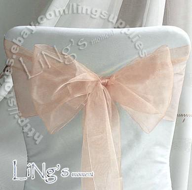 Factory direct sale!Lowest price--100pcs Peach Wedding Party Banquet Chair Organza Sash Bow
