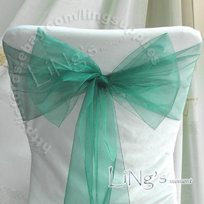 Hot item--50PCS Teal Blue Wedding Party Banquet Chair Organza Sash Bow