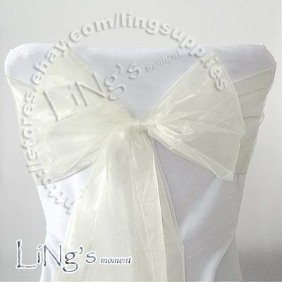 Free shipping--50PCS IVORY Wedding Party Banquet Chair Organza Sash Bow