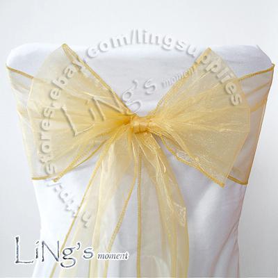 Hot item--50PCS GOLD Wedding Party Banquet Chair Organza Sash Bow