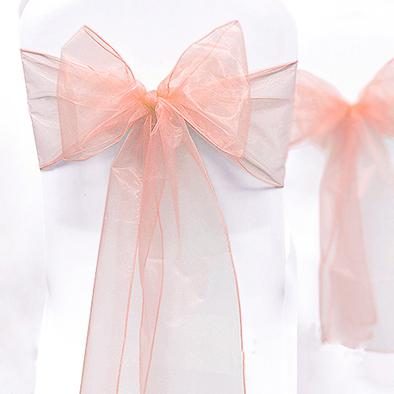 Hot item--50PCS Coral Wedding Party Banquet Chair Organza Sash Bow