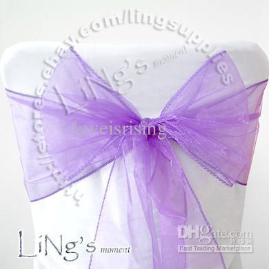 Factory direct sale!Lowest price--100pcs Lavender Wedding Party Banquet Chair Organza Sash Bow