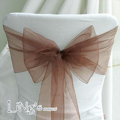 Tracking number--wholesale 50PCS Brown Wedding Party Banquet Chair Organza Sash Bow