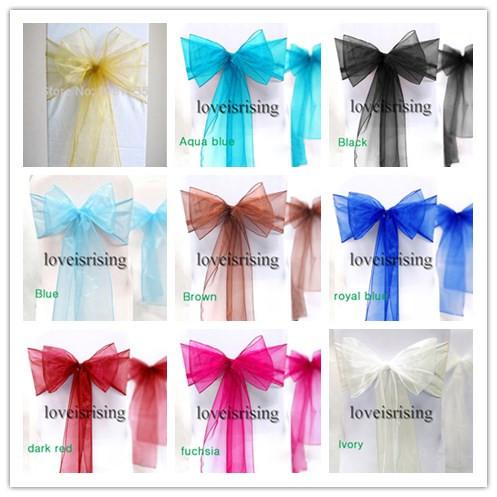 20 colors--100pcs/lot 18 x 275cm Wedding Party Banquet Venue Decorations Chair Organza Sash Bow