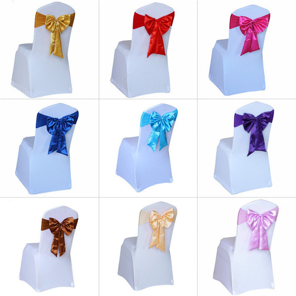 Colorful Sashes Bow Chair Sashes 20Pcs a Lot Satin Wedding Chair Sashes Bow Tied for Decoration