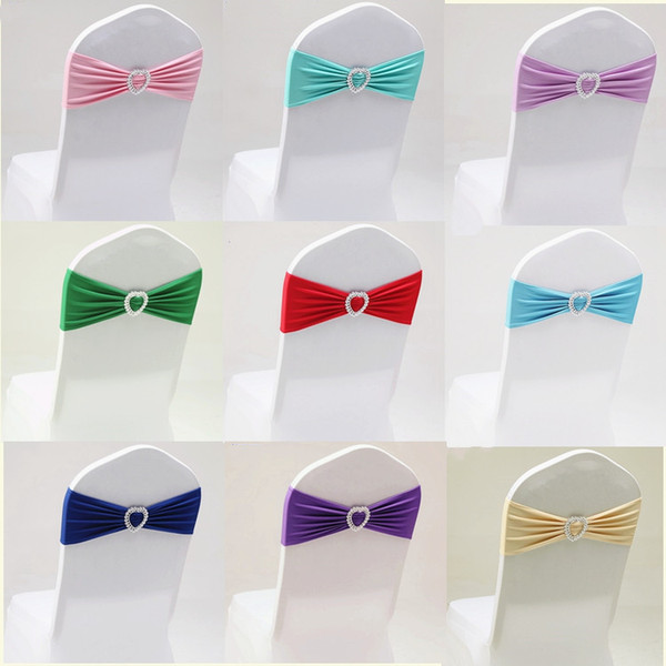 Elastic Spandex Chairs Bands Sashes for Chairs with Heart Buckle 20Pcs a Lot Wedding Banquet Party Decoration