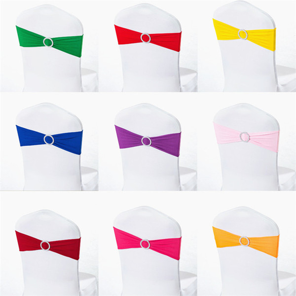 Many Colors Chair Sash Chair Band 20Pcs a Lot Spandex Lycra Sash Band with Buckle for Wedding Banquet Party Chair Decoration