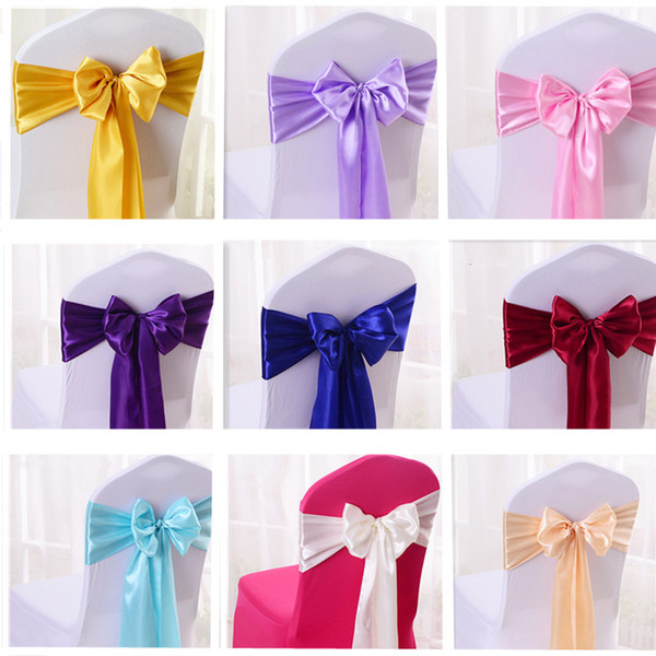 20Pcs a Lot Satin Sashes Chair Cover Sashes Bow Wedding Chair Band 15x275CM for Decoration Wholesale