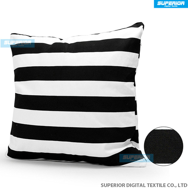 1pcs Decorative Cotton Canvas Square Throw Pillow Cover Cushion Cover Handmade Black and White Stripe Toss Pillowcase with Hidden Zipper