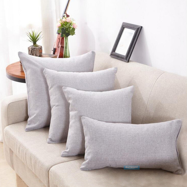 30 pcs 12x18 inches Linen-Cotton Blended Natural Cushion Cover Light Gray Color Linen/Cotton Blend Blank Pillow Cover For DIY Embroidery