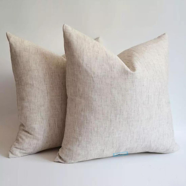 1 pcs ALL SIZES Linen-Cotton Blended Natural Gray Pillow Case Gray Blank Linen Pillow Cover 240gsm Natural Fine Linen Cushion Cover