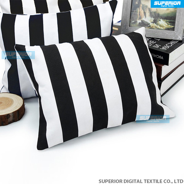 20pcs/lot Decorative Cotton Canvas Square Throw Pillow Cushion Cover Handmade Black and White Stripe Toss Pillowcase with Hidden Zipper