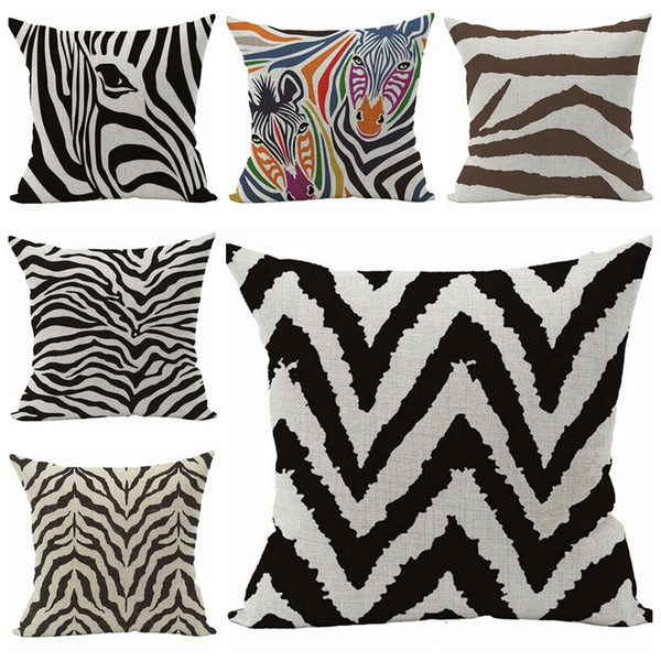 creative zebra cushion cover modern christmas decorations for home cotton linen almofada sofa chair couch throw pillow case