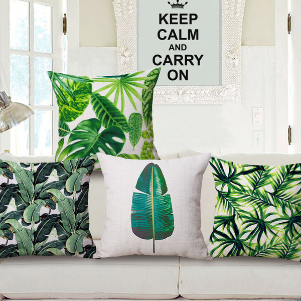 tropical leaf cushion cover green leaves cojines country almofada rainforest throw pillow case for sofa chair banana plant almofadas