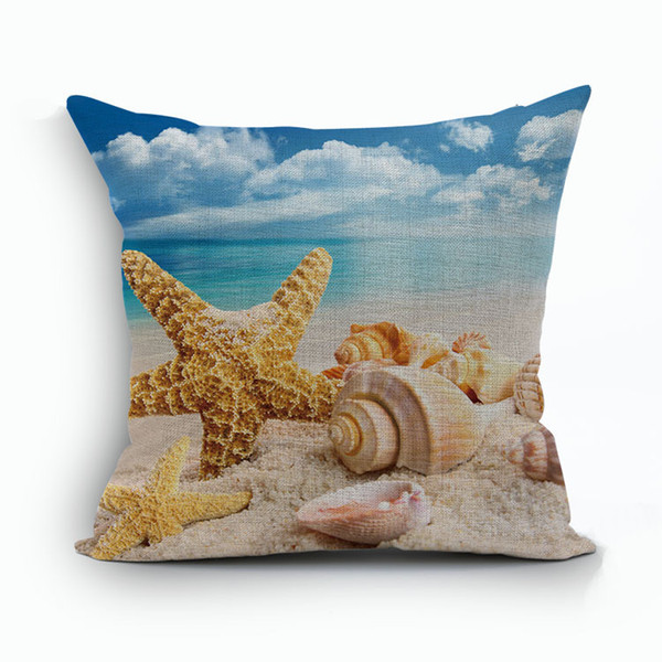 sunshine beach home decor sea shell cushion cover starfish funda cojines marine almofada sofa throw pillow case