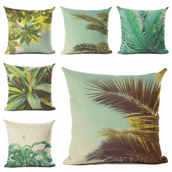 palm leaf cushion cover nature plant couch chair throw pillow case foliage almofadas 45cm square decorative cojines for home