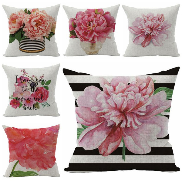 pink floral cushion cover beautiful flowers sofa chair bed throw pillow case decorative cojines modern almofadas