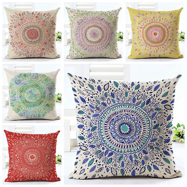 ethnic mandala cushion cover 45cm linen chaise sofa throw pillow case scandinavian almofada decorative bohemian cojines