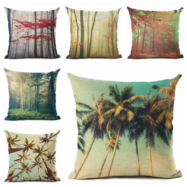 trees cushion cover forest woodland office home decor tropical palm chair couch throw pillow case vert almofada decorative cojin