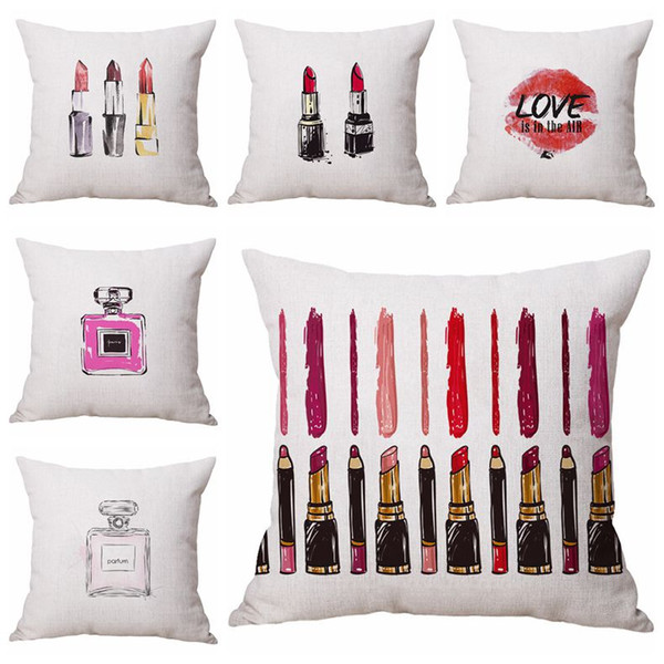 printed women lipstick cushion cover cosmetic design sofa chaise throw pillow case 45cm almofada red lips cojines